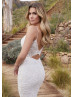 V Neck Beaded Ivory Lace Tulle Luxurious Wedding Dress